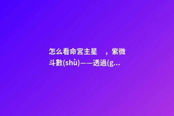 怎么看命宮主星，紫微斗數(shù)——透過(guò)封神榜中的人物觀察十四主星之天同星